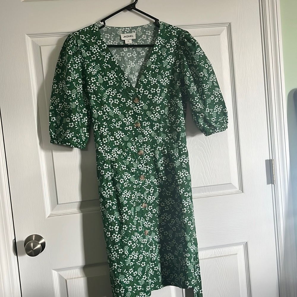 Monki floral tie waist dress